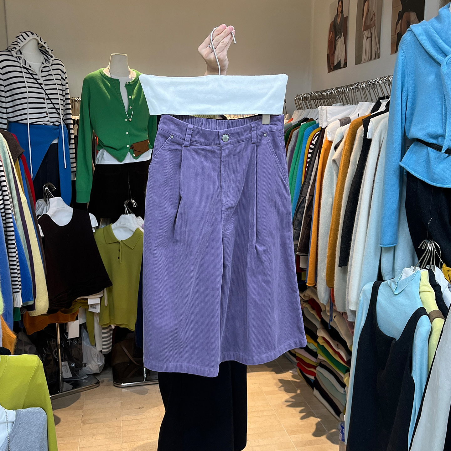 高知穿搭五分裤灯芯绒阔腿裤女