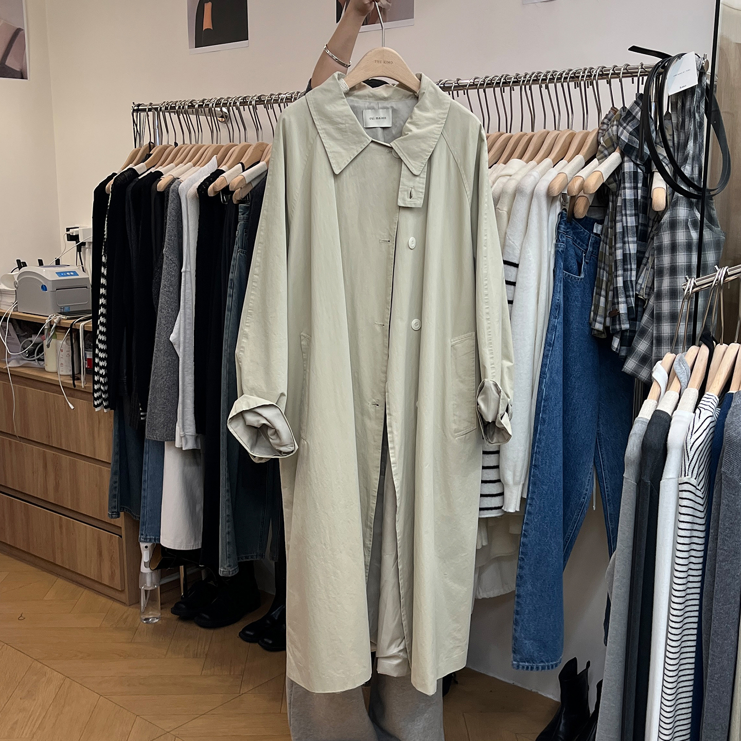 流行风格宽松中长款风衣外套