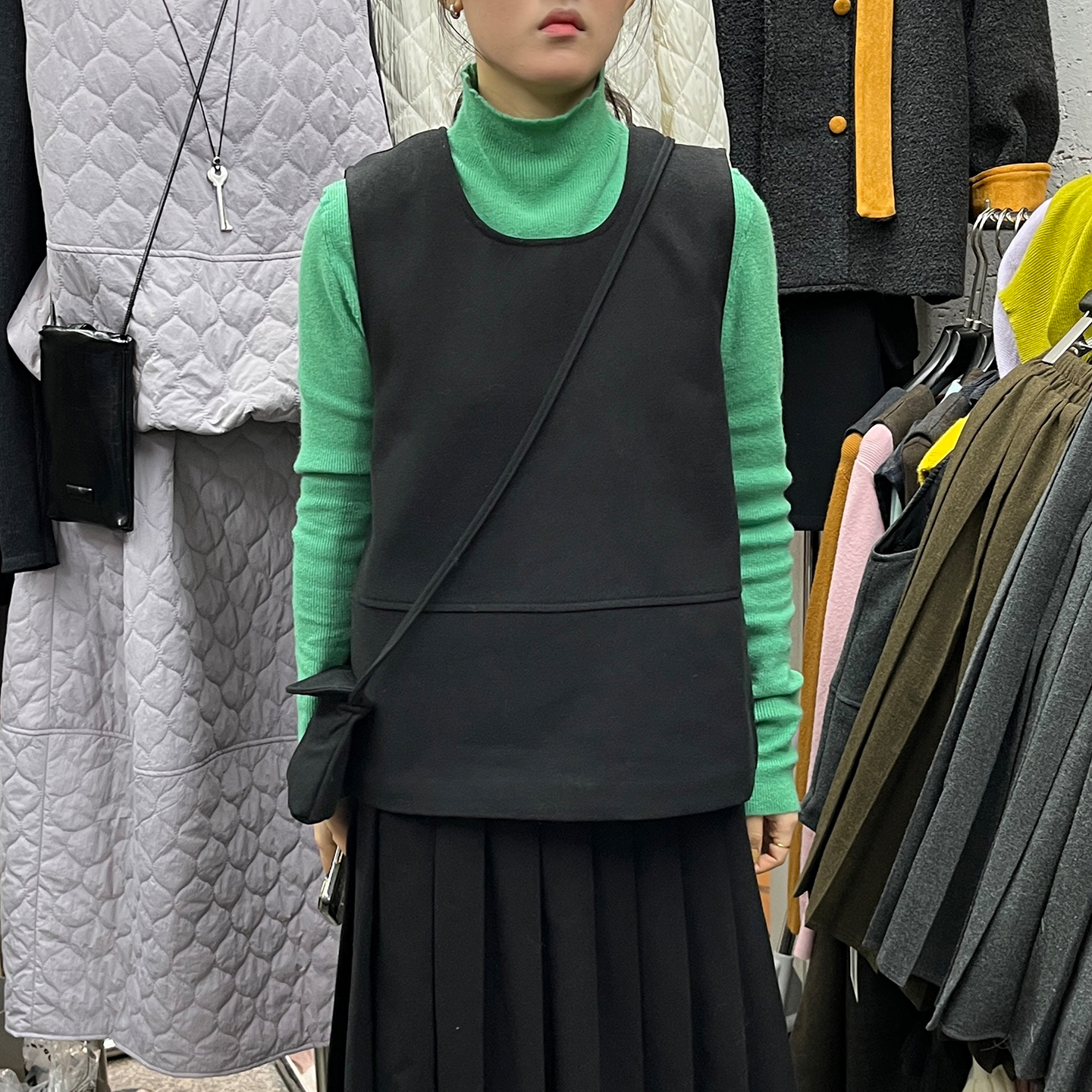 复古毛呢背心上衣女时尚叠穿马甲