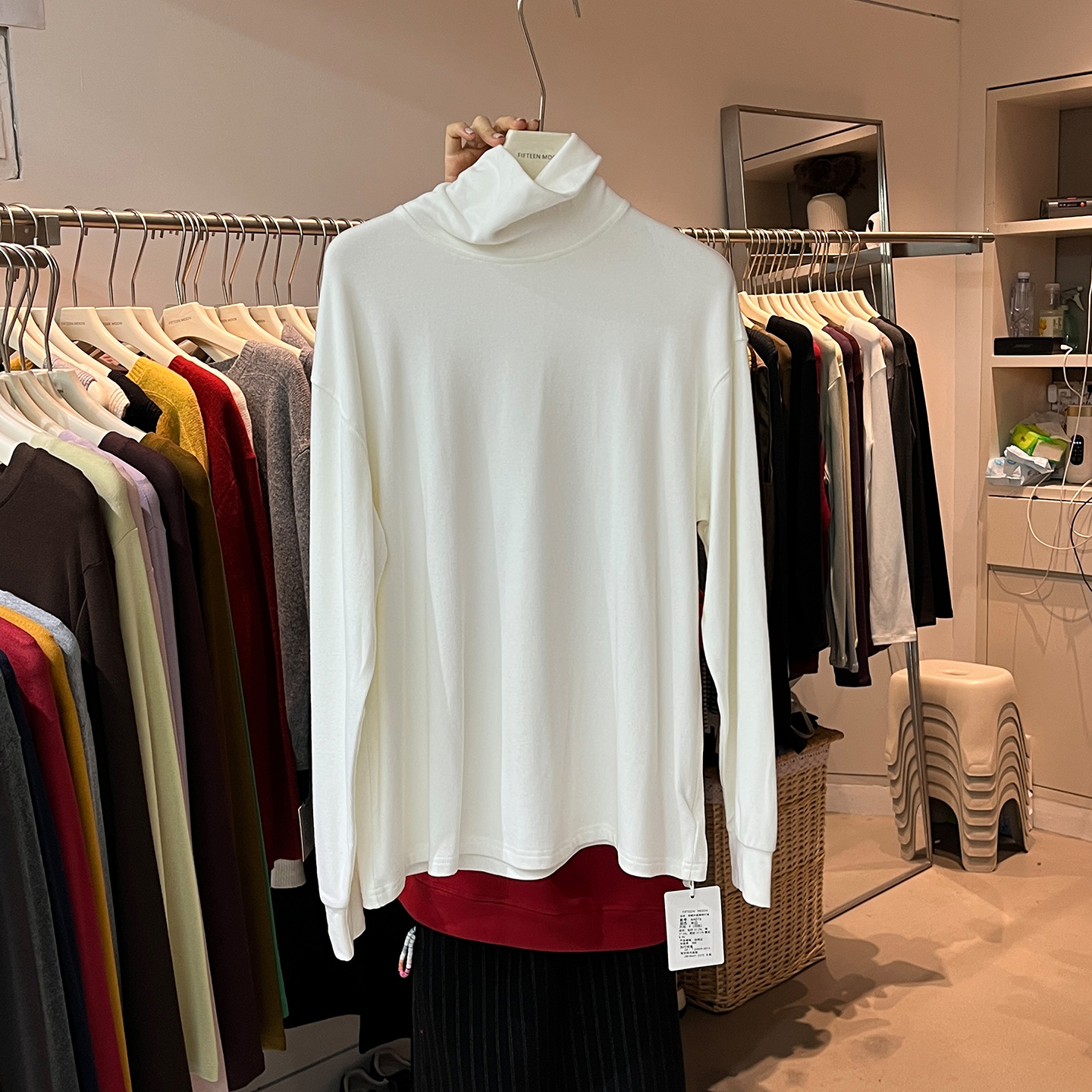 堆堆领长袖T恤女宽松高领打底衫