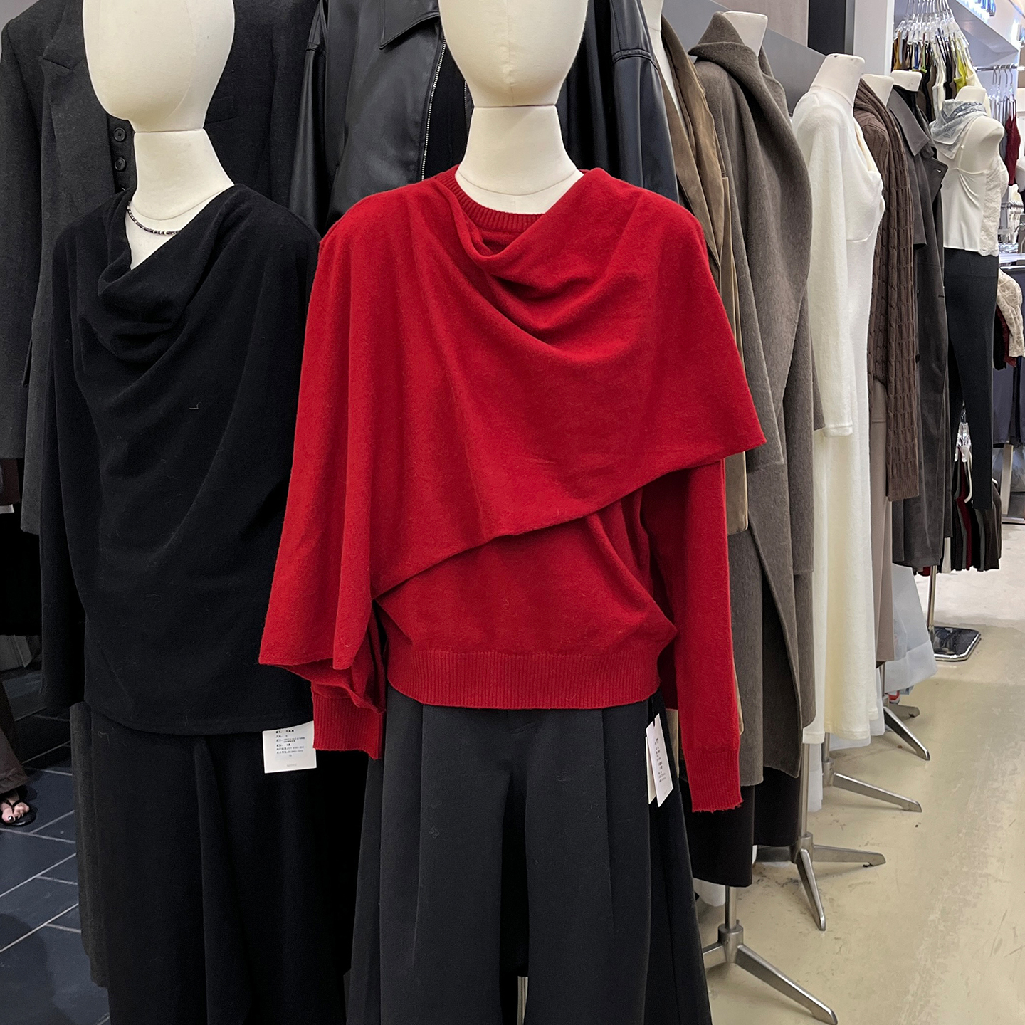 时尚拼接披肩假两件针织衫毛衣