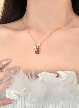 双面福禄葫芦吊坠项链女生2025新款法式轻奢小众高级感锁骨链配饰