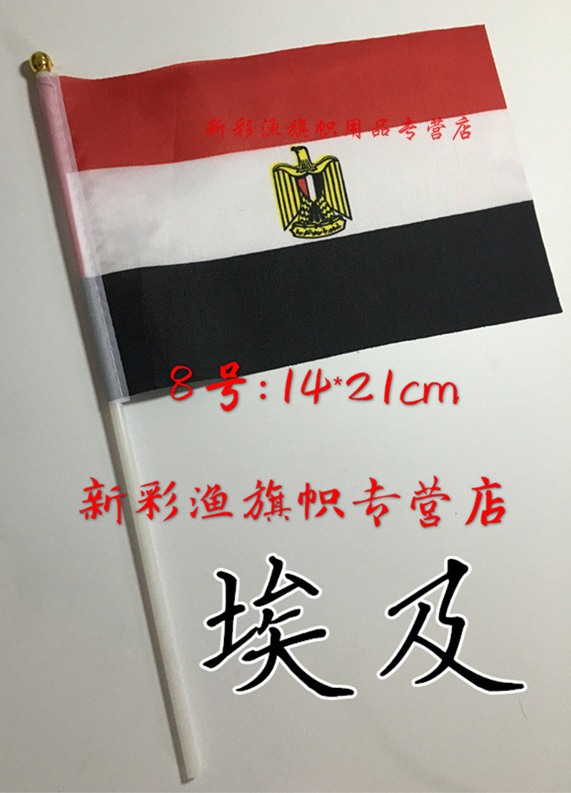 1234567号 8号#埃及国旗Egypt中国世界欧洲杯24强小国旗塑料旗杆