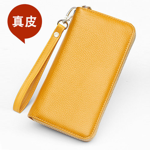 真皮男女士通用手拿钱包可放手机