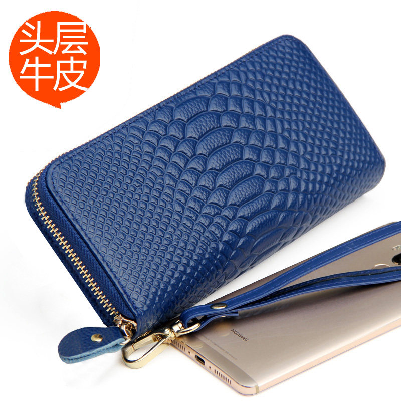 头层牛皮钱包女长款单拉链款真皮男式皮夹多功能手包新款时尚百搭