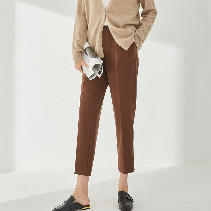 秋季新款厚款斜纹气质职业通勤显瘦小脚裤萝卜烟管铅笔西裤裤子女