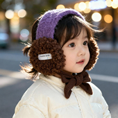 儿童耳罩冬季 毛绒系带撞色护耳耳包耳捂子女童加厚保暖防风耳套