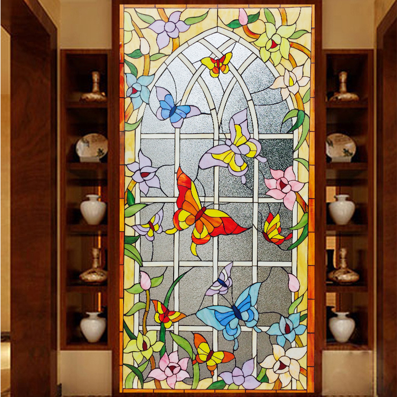 定做美式艺术玻璃镶嵌玻璃门背景墙装饰创意吊顶玻璃玄关隔断屏风