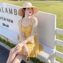 2025新款泳衣女夏季仙女范学生保守高级感分体罩衫显瘦遮肚游泳装
