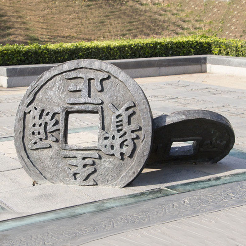 玻璃钢仿铜古代铜钱清正廉洁主题雕塑定制铸铜广场公园景观摆件