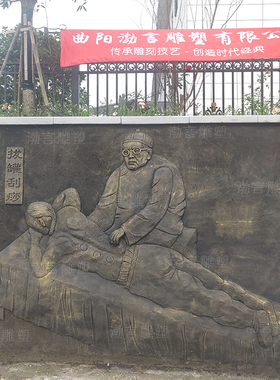 玻璃钢仿铜中医文化浮雕壁画摆件