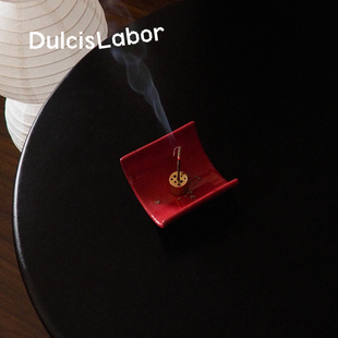 手工彩色瓦片香插家用室内线香托盘香薰底座陶瓷小众中式 摆件