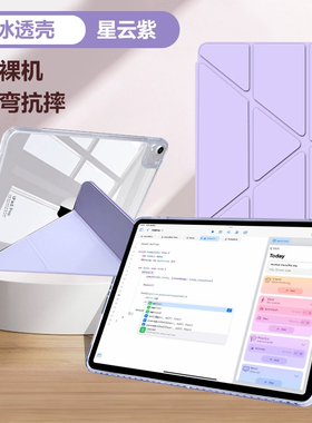 适用苹果ipad11保护壳不带笔槽Y型三折2025新款ipadair7保护套6透明亚克力防弯第9代10平板2024pro全包轻薄无