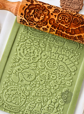 日式卡通圣诞节龙猫立体饼干擀面杖 动画猫咪水晶球翻糖馒头工具