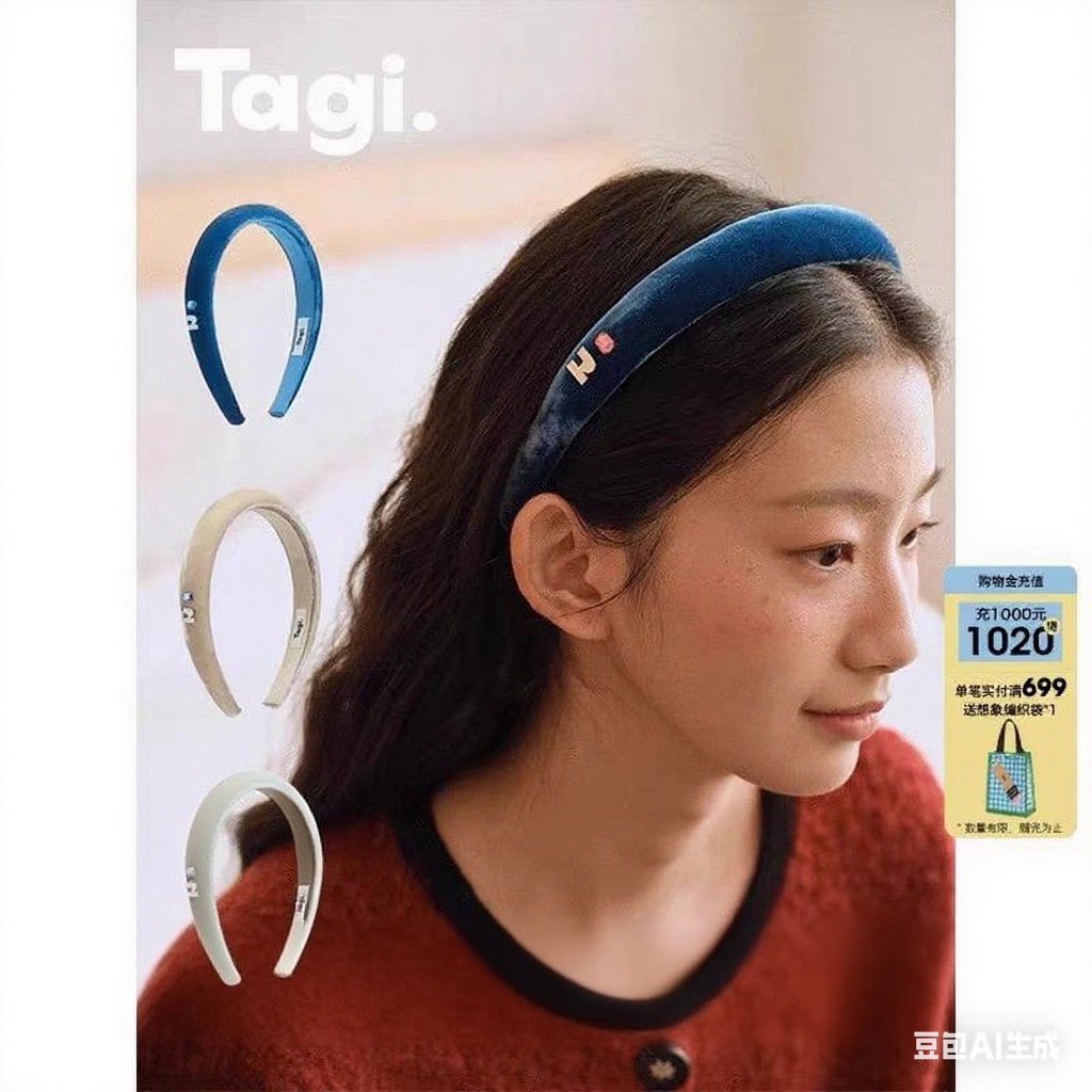 Tagi.丝绒《i》想象彩色钻鼓鼓复古可爱真丝高颅顶发箍头箍