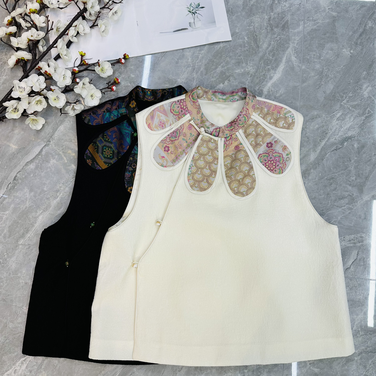 阅悦春上新真丝丝锦羊毛云肩小立领马甲(含12真丝)YS46-G209