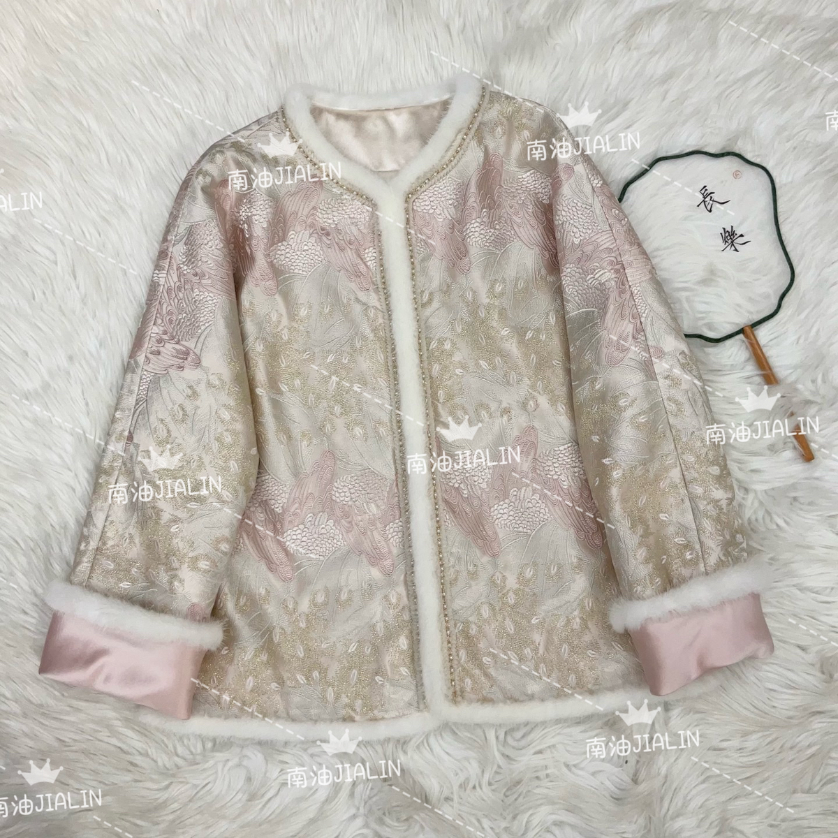 阅悦新中式国风设计款撞色袖短外套jl-FU3363-1-AW