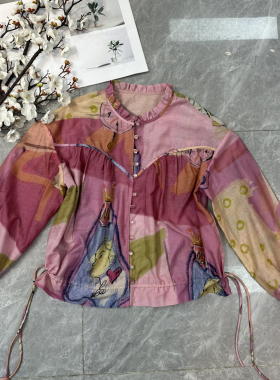 阅悦-26年早春棉印花时尚减龄款小衫YS54-G305