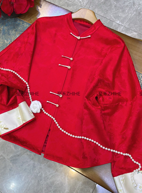 阅悦-极简大牌老钱新中式桑蚕丝凤穿牡丹绣花短外套YS2-t238