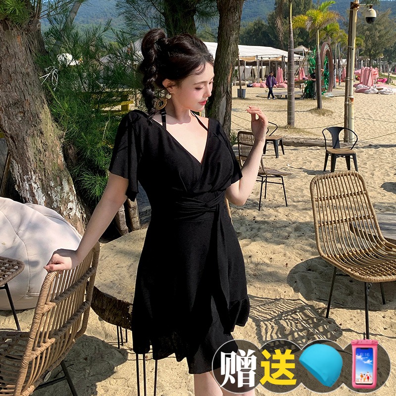 大码泳衣女连体裙式保守遮肉显瘦胖mm200斤高级感泡温泉2025新款