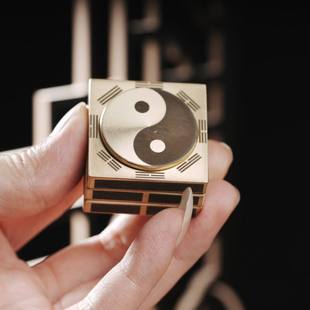 中式周易魔方雷击枣木64卦八卦嵌黄杨文玩太极洛书易经六爻手黄铜