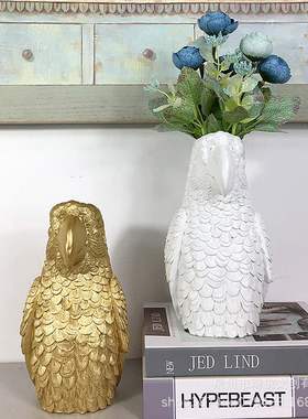 跨境热款仿真鹦鹉花瓶家居卧室客厅餐桌玄关电视桌面动物插花摆件