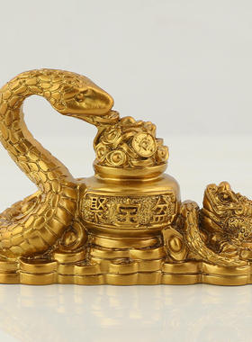 直销蛇年吉祥物装饰2025年生肖蛇摆件眼镜蛇品客厅玄关聚宝盆