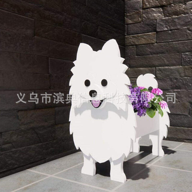 独立站新款狗狗庭院柯基花盆宠物小狗盆栽花园别墅装饰小猫摆设