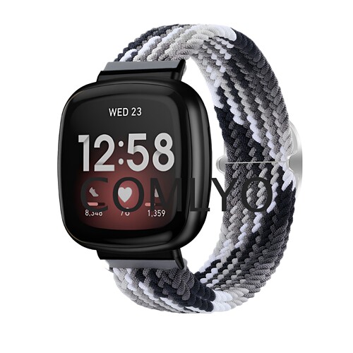 COMLYO适用Fitbit Versa 4 3 Sense 2表带尼龙编织透气排汗运动