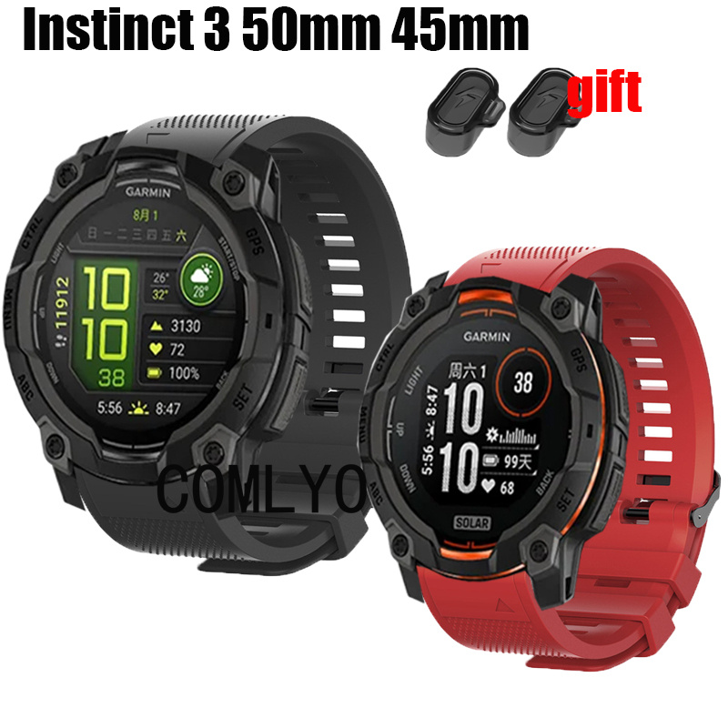 适用佳明Garmin Instinct 3 solar AMOLED表带快拆双色硅胶运动