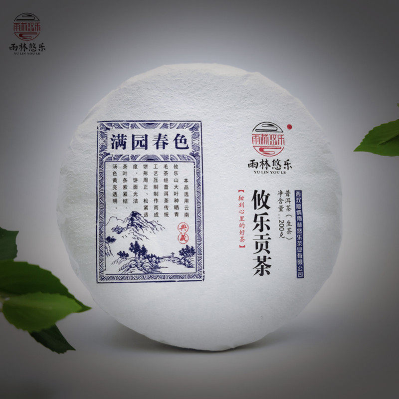 雨林悠乐 2021年春茶老树茶纯料普洱茶 满园春色 饼茶(200g)
