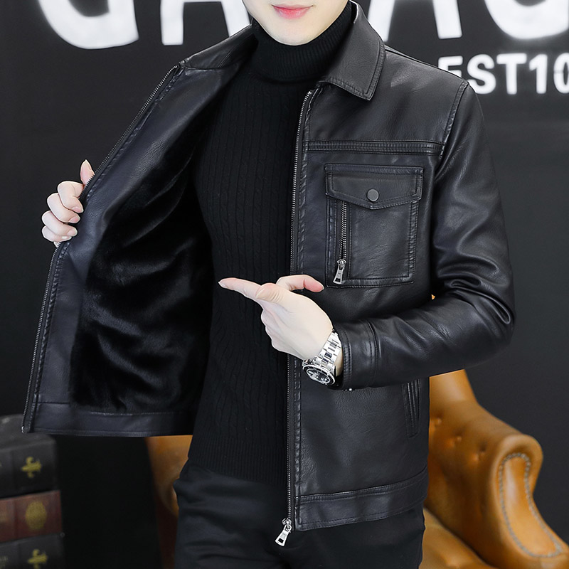 真皮皮衣外套男士秋冬季加绒保暖
