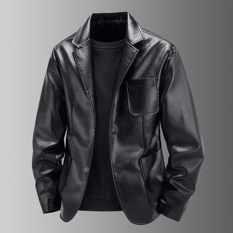 真皮皮衣男修身夹克外套商务休闲