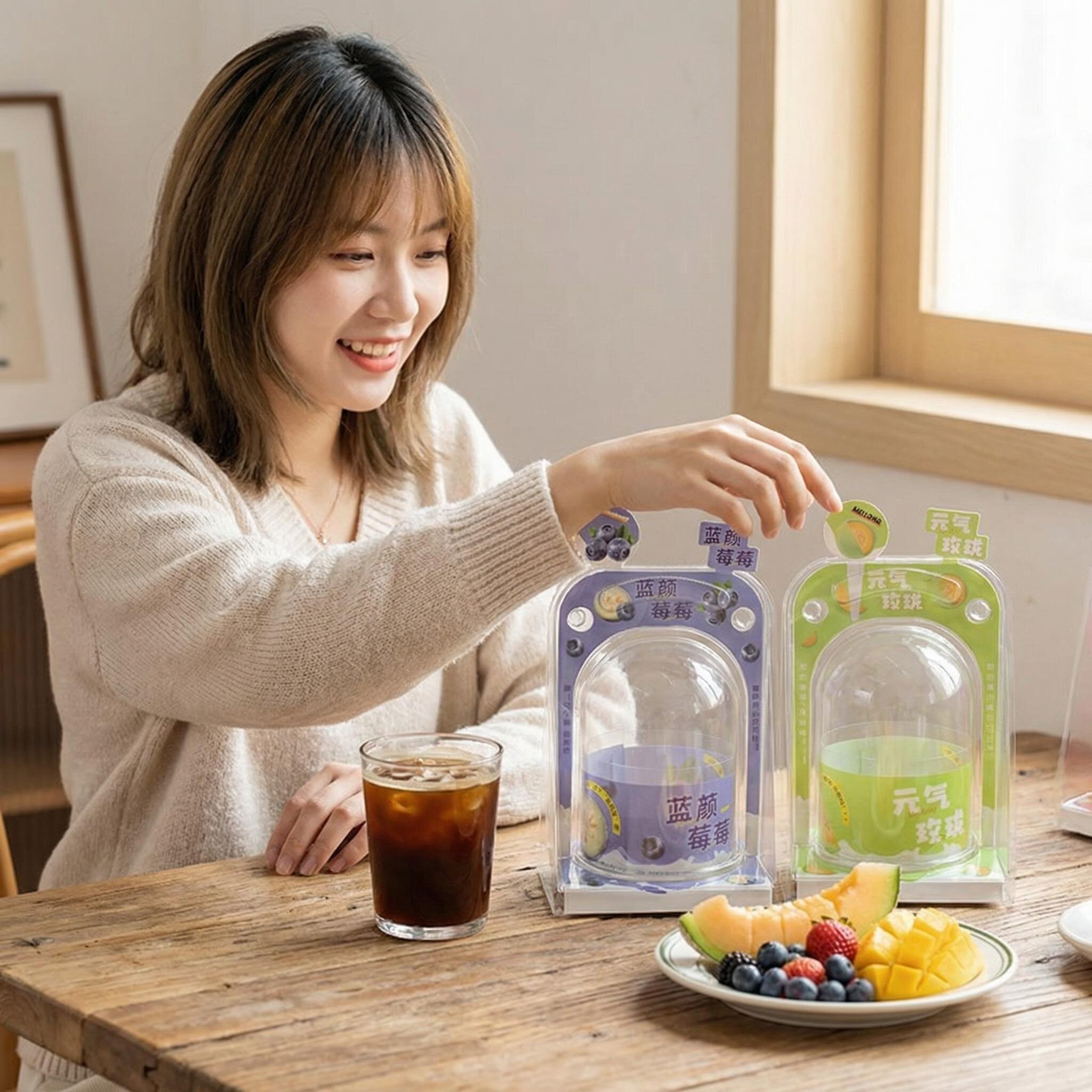 蓝莓芒果手提慕斯小蛋糕包装盒草莓双莓可可圆形提拉米苏打包盒子