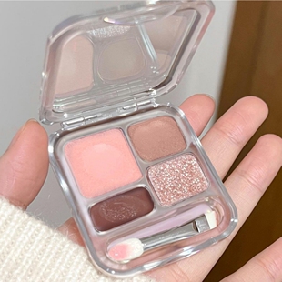 【送双头刷】妈生感卧蚕盘四色眼影盘哑光高光眼线平价学生党淡妆