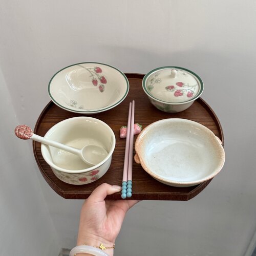 漫生活老板娘 莓影食光 清新树莓图案餐具套装一人食浪漫活泼甜美