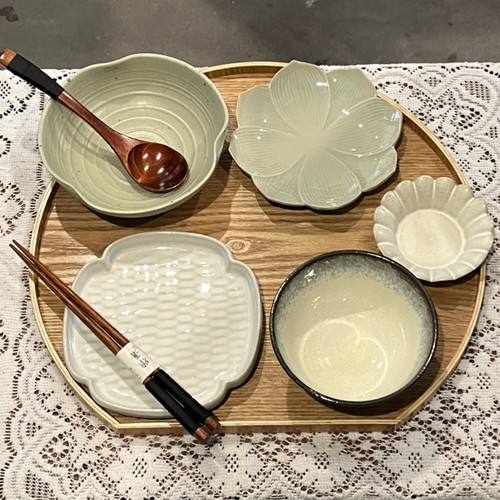 漫生活老板娘干净清新淡雅一人食套装月子餐会所招待碗盘餐具组合