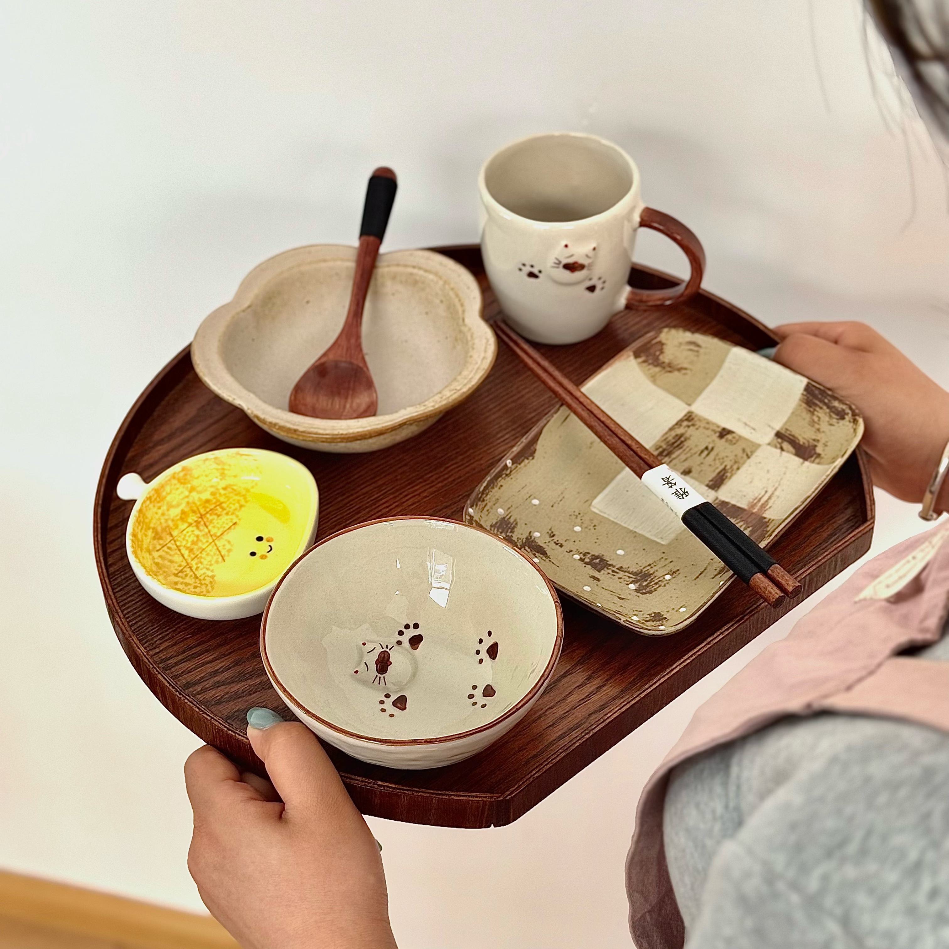 漫生活老板娘 暖居猫影 一人食卡通可爱儿童碗盘碗碟套装家用招待