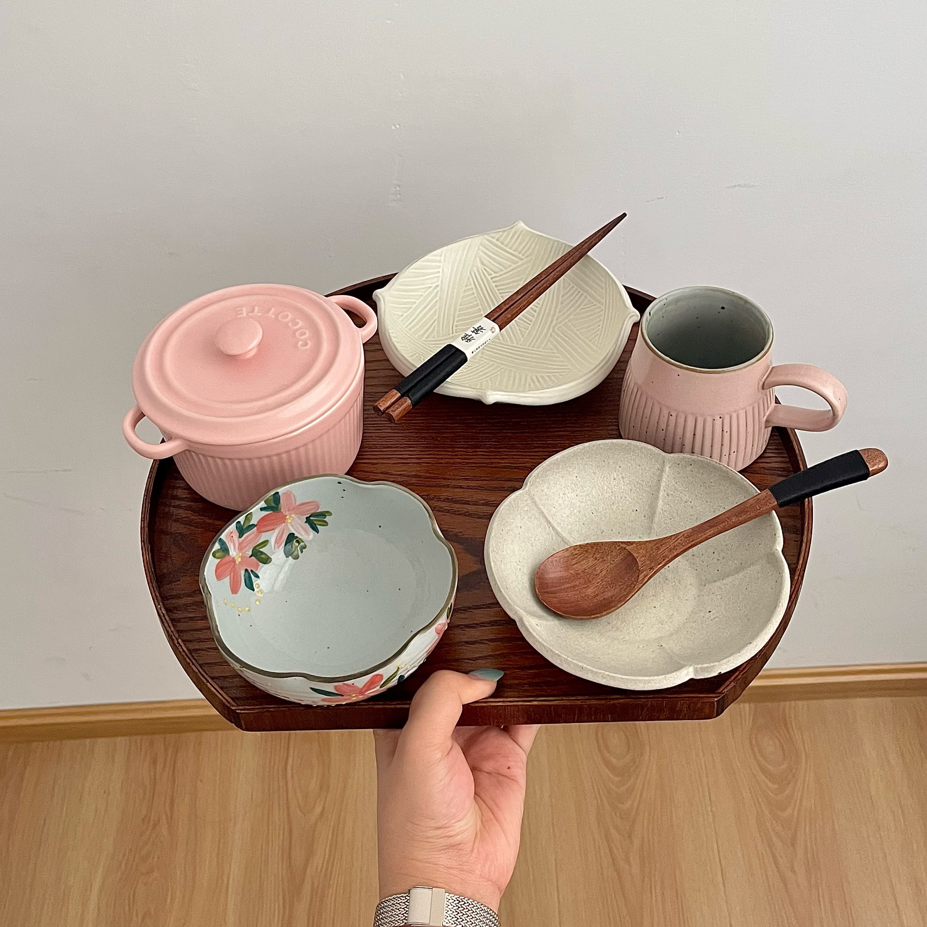 漫生活老板娘 粉瓷文艺 手绘系列一人食套装精致小众漂亮女士家用