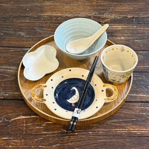 漫生活老板娘 鹅绘瓷间 可爱大白鹅一人食餐具套装童趣手绘碗盘杯