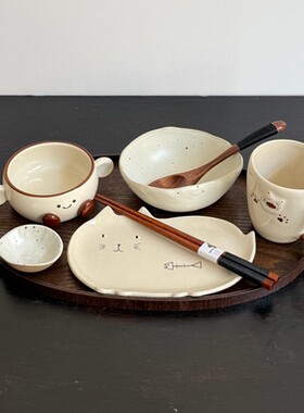 漫生活老板娘 奶fufu 小猫咪一人食餐具套装可爱卡通小朋友早餐