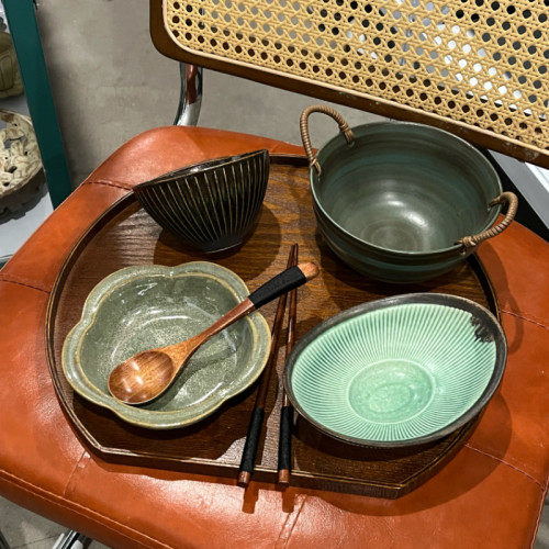 漫生活老板娘墨纹青釉 一人食早餐ins博主搭配精致审美高颜值餐具