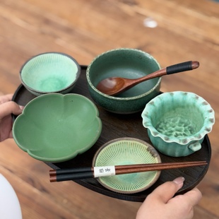 漫生活老板娘 绿韵悠扬 复古风绿色系陶瓷餐具套装高颜值餐具精致