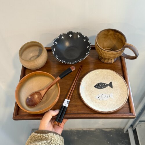 漫生活老板娘 鱼趣食集 精致可爱餐具套装一人食碗盘杯碟减脂餐