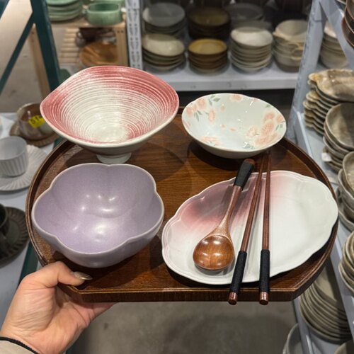 漫生活老板娘紫意樱香一人食餐具套装碗盘组合送礼乔迁餐具套装