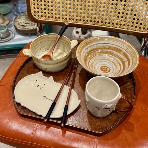 漫生活老板娘 憨猫食器 一人食托盘餐具卡通儿童可爱男孩女孩漂亮