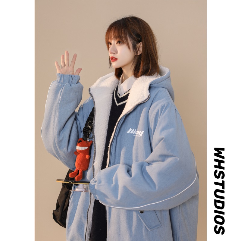 数据款现货后背印花两面穿羊羔毛棉衣女中性棉服M520P125控价158，女装棉衣/棉服，星座1015-1