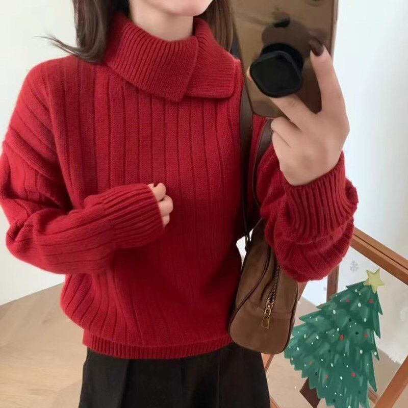 欧货高端纯羊毛加厚高领女毛衣