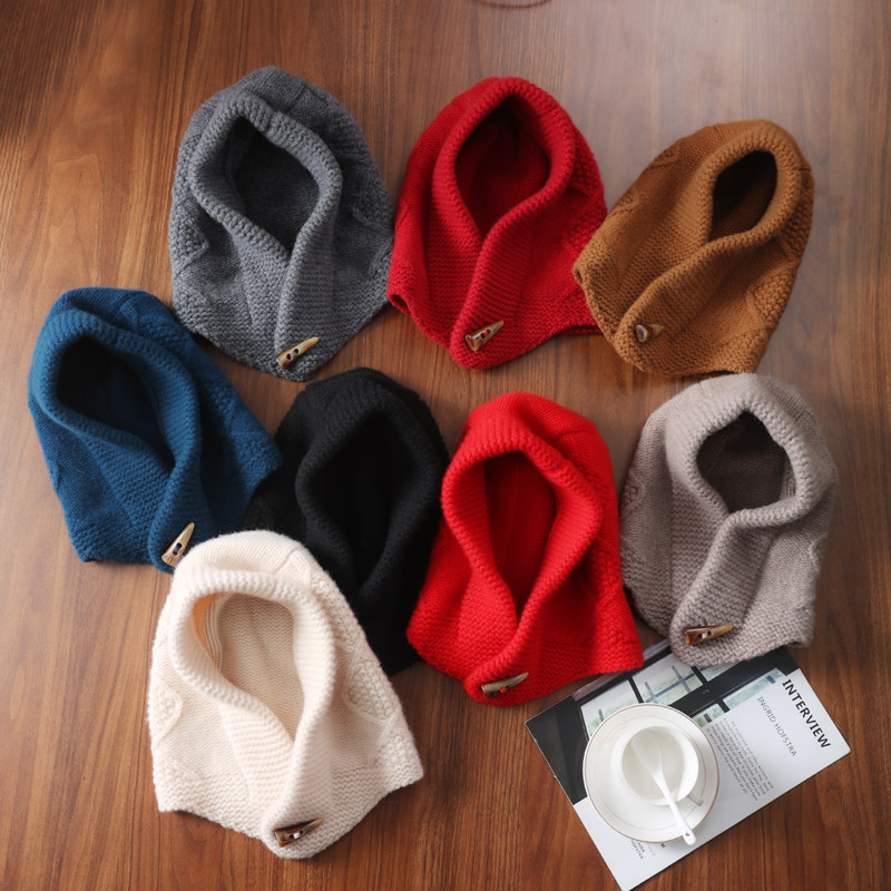 牛角扣100%羊毛拉法帽女冬加厚小帽子围脖针织毛线帽复古男款帽子