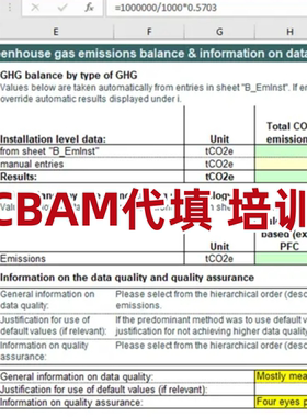 【代填培训咨询】欧盟碳关税（CBAM）碳排放数据填报指导文件中英